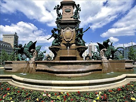 喷泉,莱比锡,萨克森,德国,欧洲