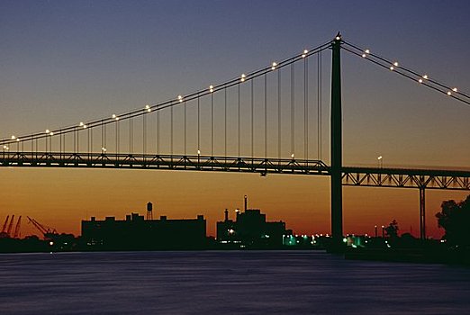 桥,河,底特律,密歇根,美国