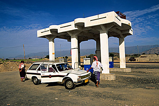 也门,山,区域,加油站