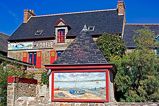 描绘,房子,布列塔尼半岛,法国