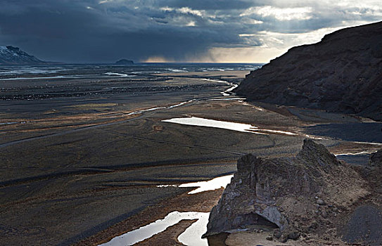 河,仰视,火山,冰岛