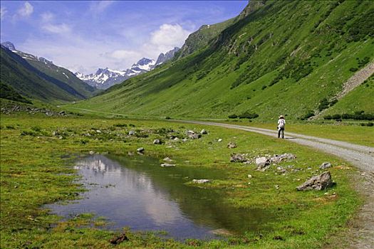 小,湖,希尔弗莱塔,高,高山,道路