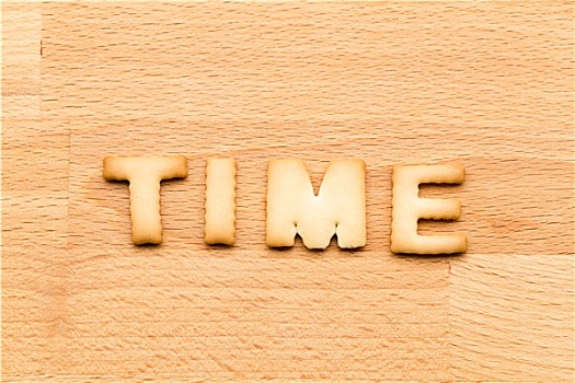 文字,时间,饼干,上方,木质背景