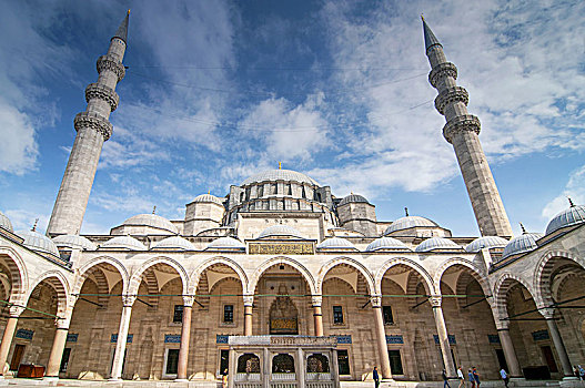 风景,壮观,清真寺,内庭,伊斯坦布尔,土耳其