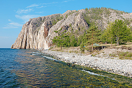 悬崖,贝加尔湖,西伯利亚,俄罗斯,欧洲