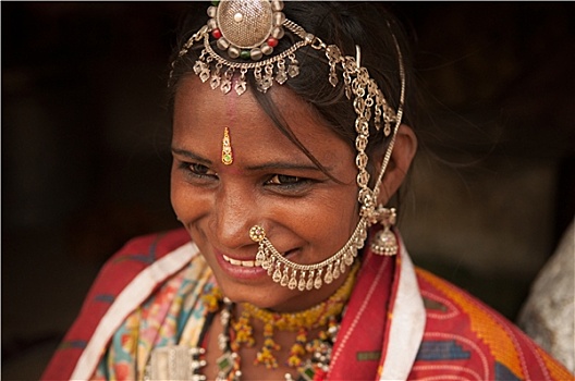 传统,印度,女性,纱丽,微笑