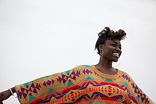 头像,女人,拿着,伸出胳膊,传统服装,非洲,棚拍
