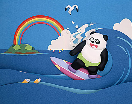熊猫,冲浪