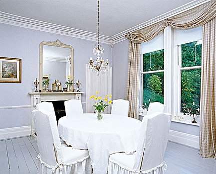 传统,白色,餐厅,灰色,涂绘,地面,桌子,遮盖,椅子,斯堪的纳维亚,风格