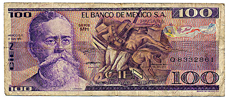 历史,货币,比索,图像,墨西哥