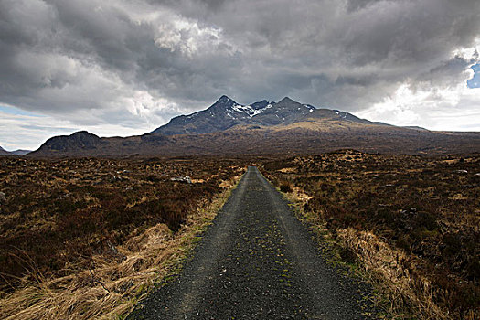 道路,山,斯凯岛,苏格兰