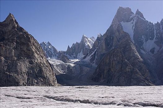 雪,山峦,冰河,喀喇昆仑,山脉,巴基斯坦