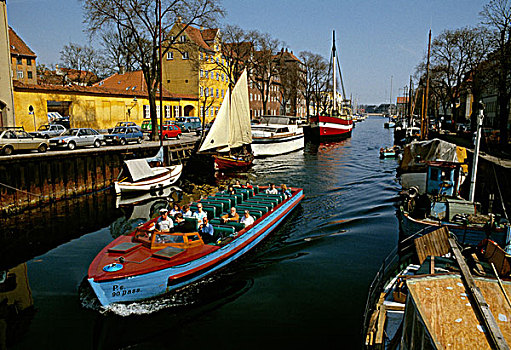 旅游,船,运河,克里斯钦港,哥本哈根,丹麦,欧洲