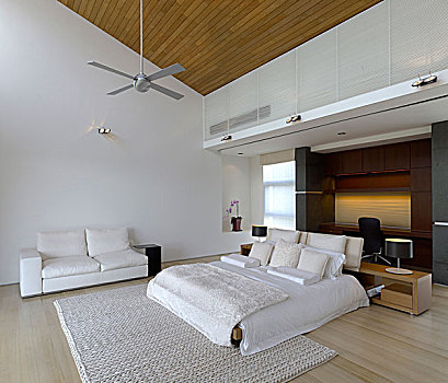 双人床,现代,宽敞,卧室,海滨大道,圣淘沙,小湾,新加坡