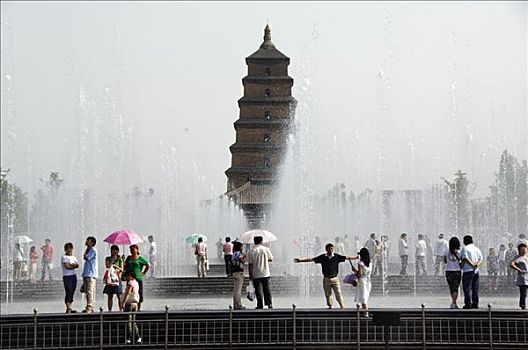 水,展示,大雁塔,公园,帝王,西安,陕西,中国