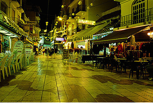 店面,人行道,夜晚,托雷莫里诺斯,哥斯达黎加,西班牙