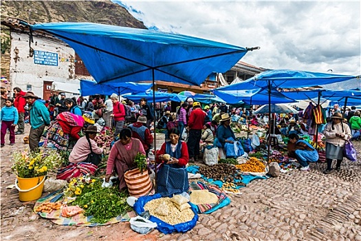 皮萨克,市场,秘鲁人,安第斯山,秘鲁