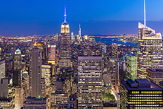 纽约,黄昏,蓝色,钟点,帝国大厦,美国,北美