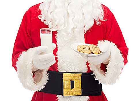 圣诞节,休假,饮料,人,概念,特写,圣诞老人,牛奶杯,饼干