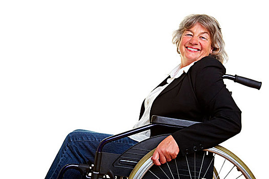 高兴,老太太,坐,轮椅