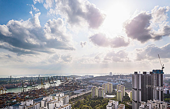 远景,集装箱码头,新加坡,东南亚