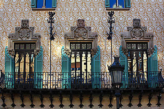 华美,建筑,露台,窗户,现代主义,风格,建造,巴塞罗那,加泰罗尼亚,西班牙,欧洲