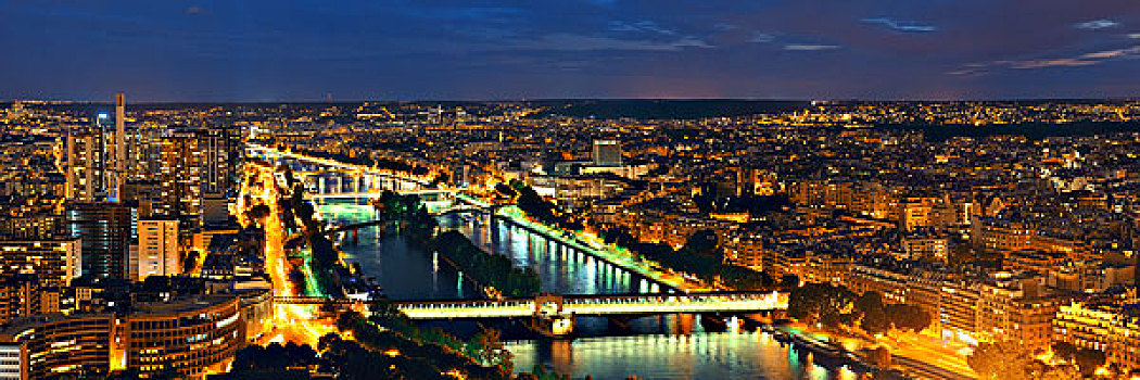 巴黎,城市天际线,屋顶,风景,塞纳河,夜晚,法国