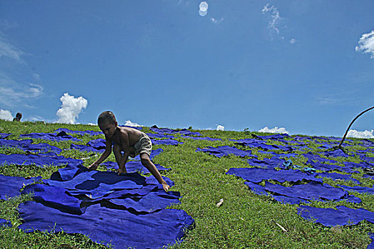 男孩,片,皮革,地点,堤,达卡,孟加拉,六月,2007年