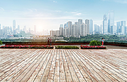 木地板,重庆城市天际线