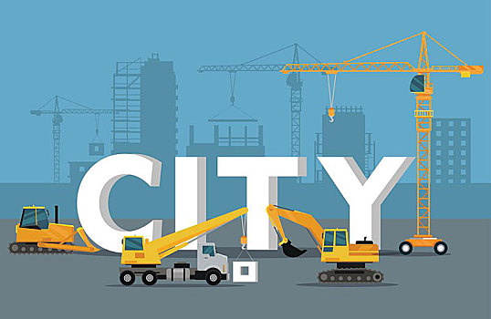 城市,概念,建筑,旗帜,公寓,风格,现代建筑,住宅,大,区域,象征,建筑机械,矢量,插画