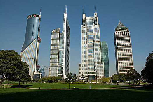 公园,靠近,高层建筑,公寓楼,金融区,浦东,特别,经济,黄浦江