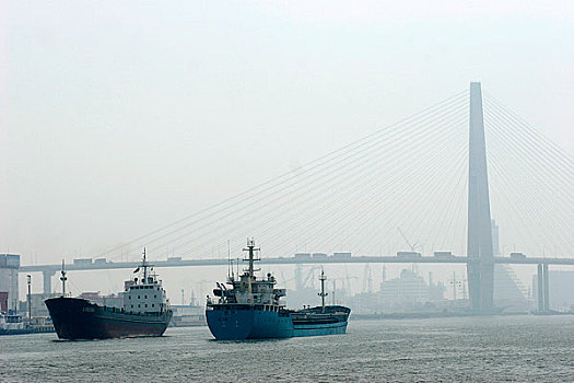 天津海河大桥轮船