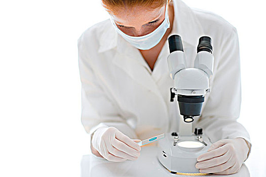 显微镜,实验室,女人,医疗研究,化学家,实验,浅