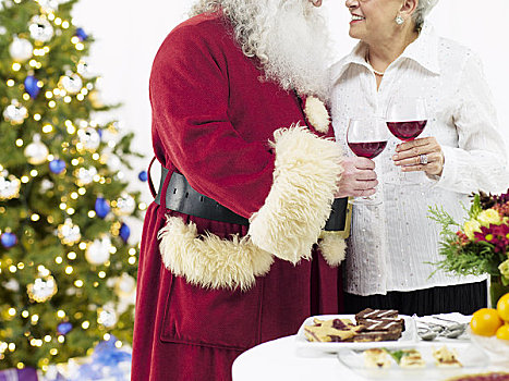 葡萄酒,圣诞老人,圣诞聚会