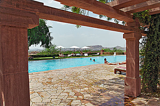 堡垒,游泳池,酒店,印度