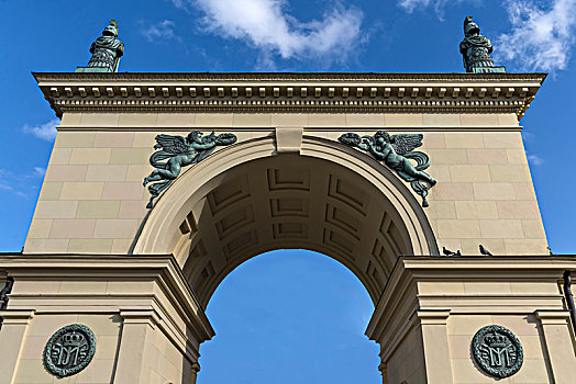 入口,门口,宫廷花园,建造,慕尼黑,巴伐利亚,德国,欧洲