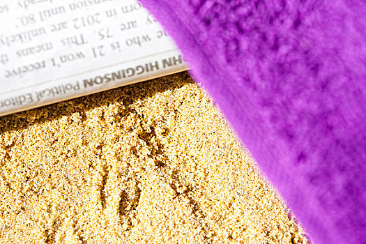 紫色,沙滩巾,报纸,沙滩,特写