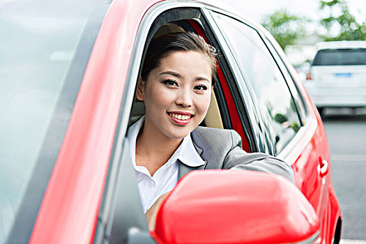 美女,亞洲人,女孩,紅色,汽車