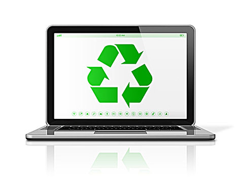 笔记本电脑,回收标志,显示屏,环保,概念