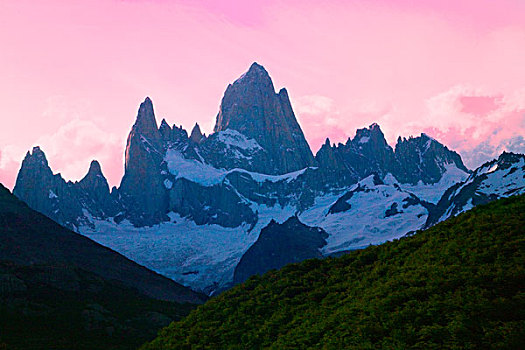 晨景,左边,右边,国家公园,洛斯格拉希亚雷斯,巴塔哥尼亚,阿根廷