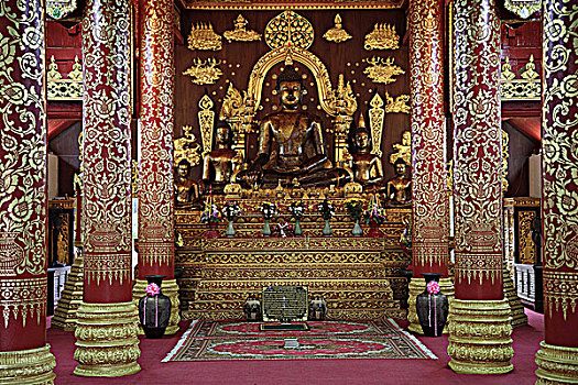 泰国,清莱,寺院,室内