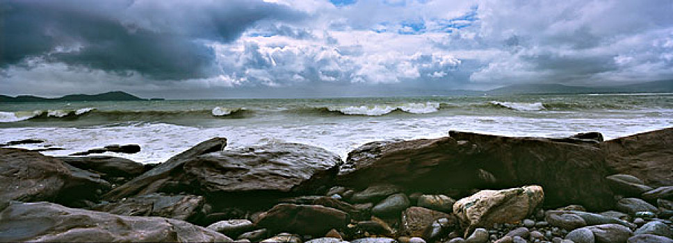 岩石,海滩,克俐环,凯里郡,爱尔兰