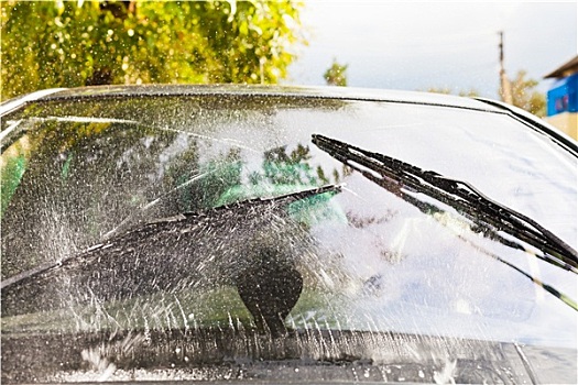 汽车,雨刷,洗,挡风玻璃