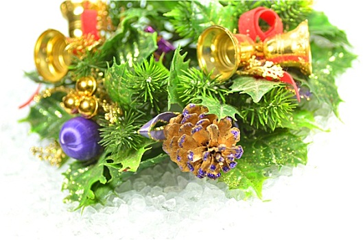 圣诞装饰,圣诞花环,冰,表面