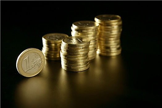 欧元,硬币,柱子,金色,反射