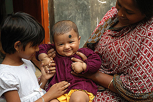 母亲,孩子,孟加拉,十二月,2008年
