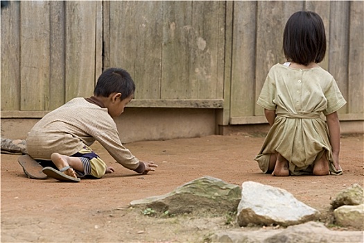 洪族人,儿童,玩,老挝