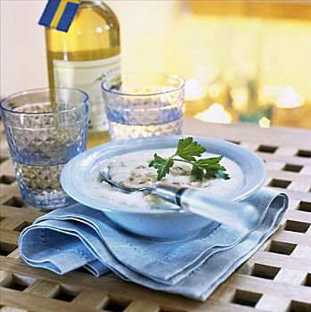 蘑菇汤,瓶子,白葡萄酒,瑞典,旗帜