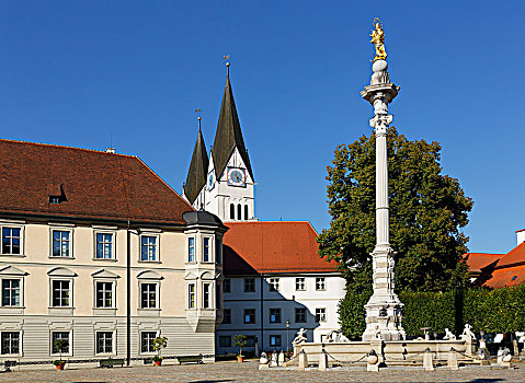 住宅,柱子,大教堂,上巴伐利亚,巴伐利亚,德国,欧洲