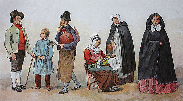 人,传统服装,时尚,服饰,衣服,比利时,19世纪,插画,欧洲